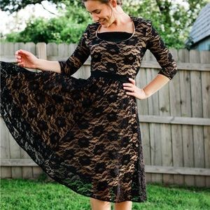 Anthropologie Black Lace Dress by Marc Bouwer